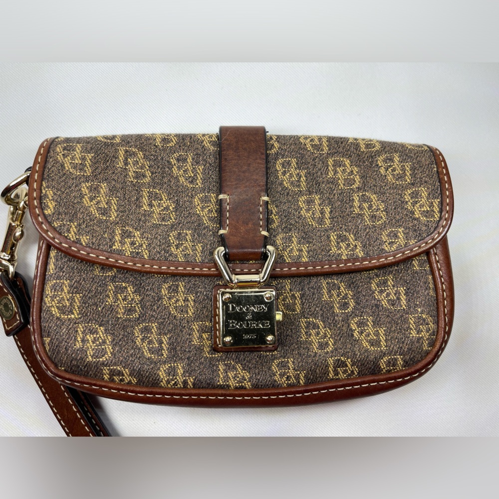 Vintage Dooney & Bourke 1975 Signature Monogram Wristlet / Clutch
